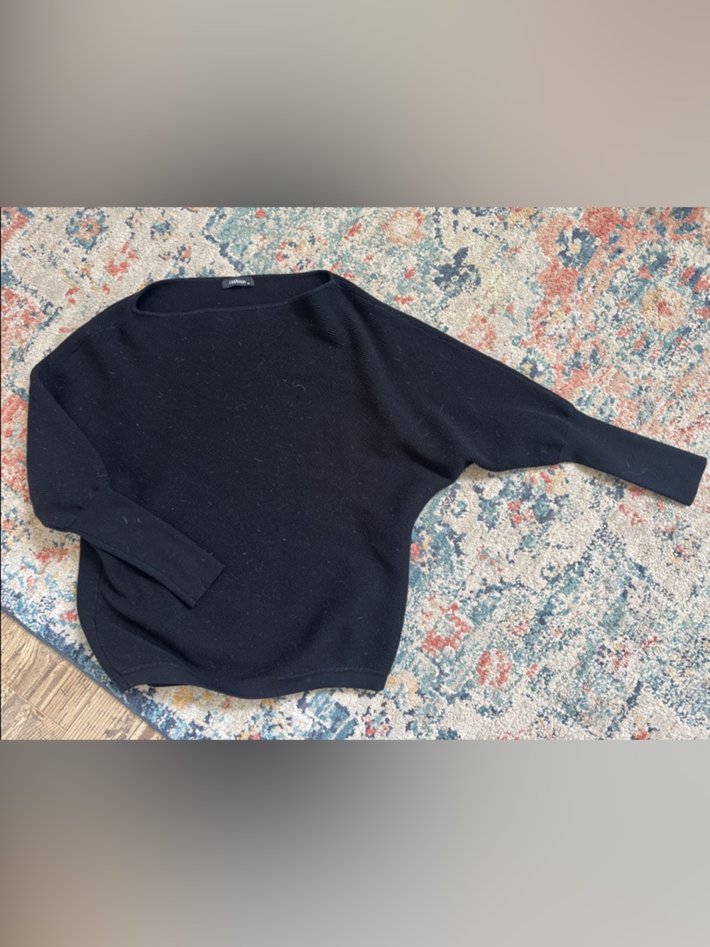 Black Knit Boatneck Sweater